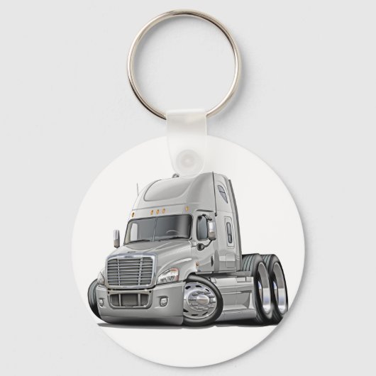 Freightliner Cascadia White Truck Sleutelhanger (Voorkant)