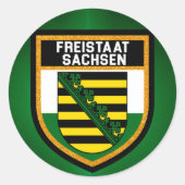 Freistaat Sachsen Flag Ronde Sticker (Voorkant)