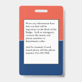 Freiwilligers ID-kaart Modern Ask Me Logo Aangepas Badge (Achterkant)