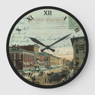 Fremont Ohio Post Card Clock - Front St. 1912 Grote Klok