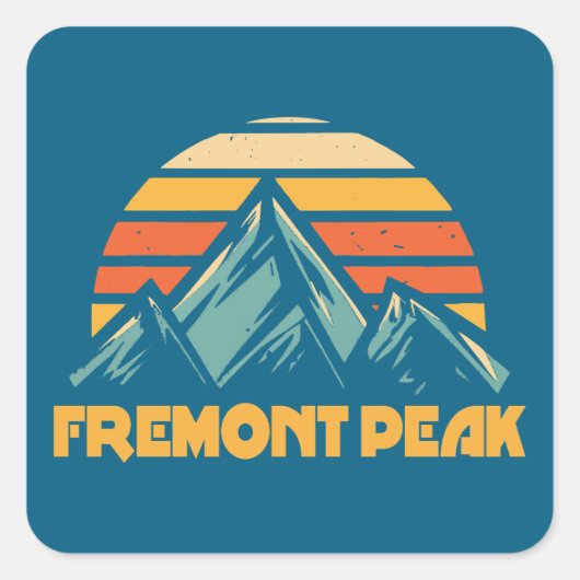 Fremont Peak Wyoming Retro Turquoise Vierkante Sticker (Voorkant)