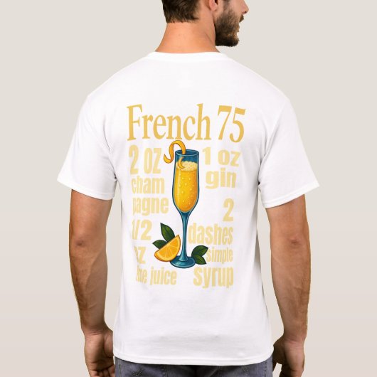 French 75 T-Shirt – Elegant Champagne & Gin Drink (Achterkant)