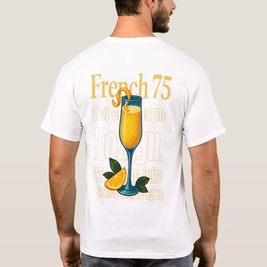 French 75 T-Shirt – Elegant Champagne & Gin Drink (Achterkant)