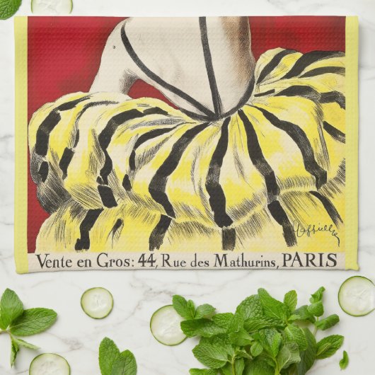 French art nouveau beauty Creme de Luzy advertisem Theedoek (Gevouwen)