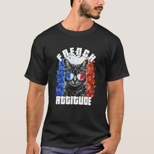 French Attitude Cat Sunglasses French Flag Frenchy T-shirt (Voorkant)