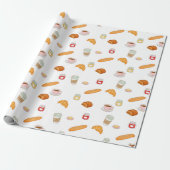 French Bakery Morning Pattern Cadeaupapier (Uitgerold)