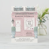 French Bakery Patisserie Paris Roze Afstuderen Kaart (Staand voorkant)