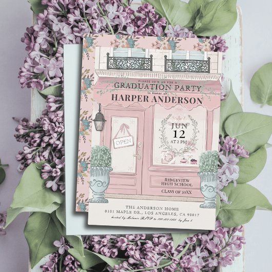 French Bakery Patisserie Paris Roze Afstuderen Kaart