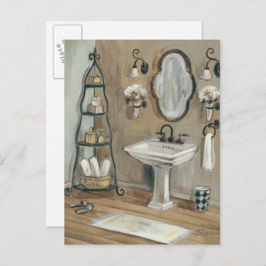 French Bathroom with Mirror and Sink Briefkaart (Voorkant / Achterkant)