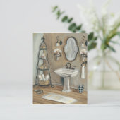 French Bathroom with Mirror and Sink Briefkaart (Staand voorkant)