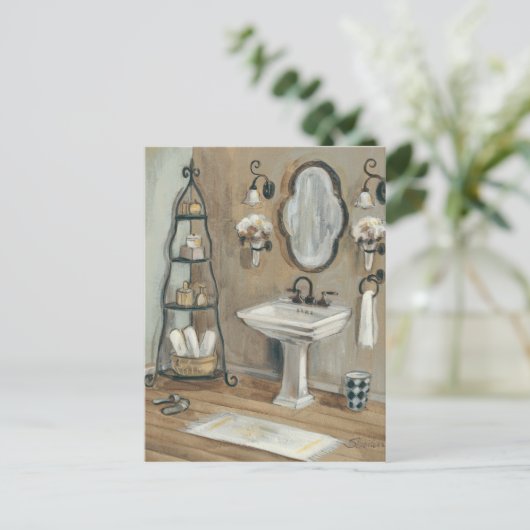 French Bathroom with Mirror and Sink Briefkaart (Staand voorkant)