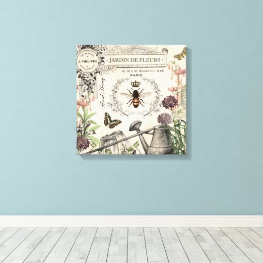 FRENCH BEE GARDEN CANVAS AFDRUK (Insitu (Houten vloer))