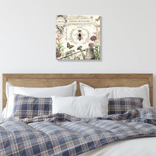 FRENCH BEE GARDEN CANVAS AFDRUK (Insitu (Slaapkamer))