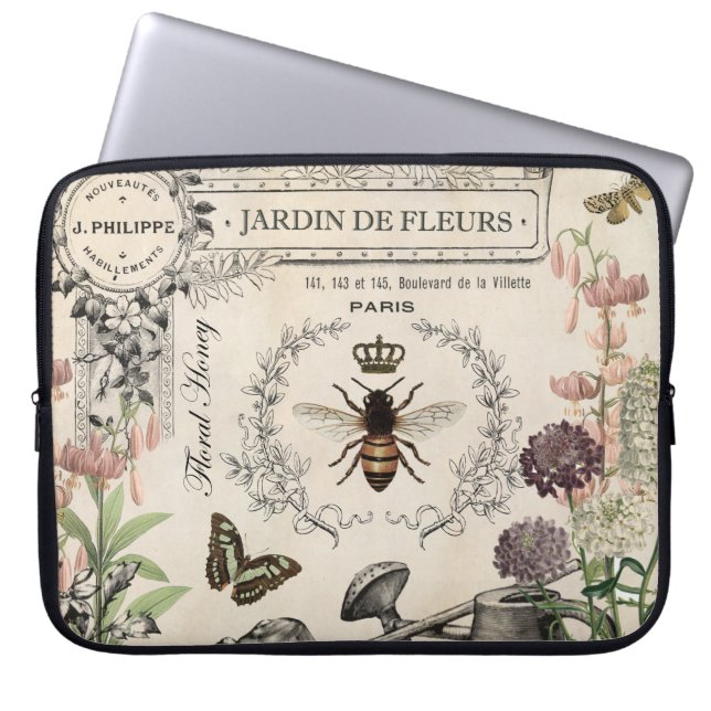 FRENCH BEE GARDEN LAPTOP SLEEVE (Voorkant)