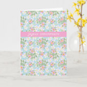 French Birthday Card: Pink Dogroses on Blue Kaart (Gele Bloem)