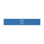 French Blue Botanical Crest Wedding Monogram Uitnodigingen Wikkel (Vlak)