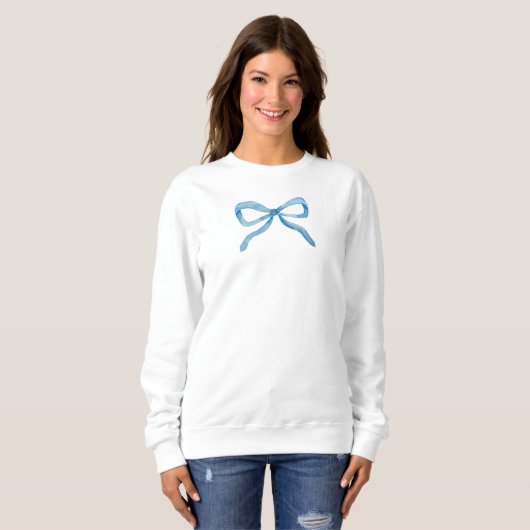 French Blue Bow Preppy Sweatshirt (Voorkant volledig)