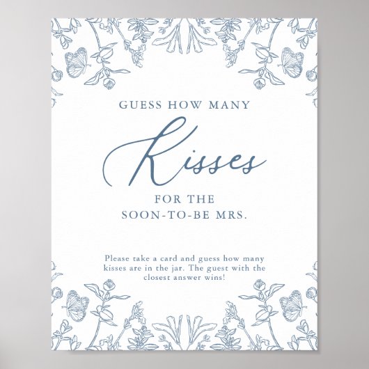 French Blue Chinoiserie Hoeveel kussen spel Poster (Voorkant)