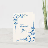 French Blue Countryside Garden Floral Wedding Bedankkaart (Voorkant)
