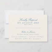 French Blue  Cream Stripe bruiloft RSVP Kaartje (Voorkant)