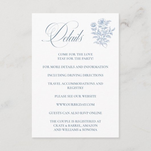 French Blue Enclosure Card Details Informatiekaartje (Voorkant)