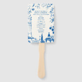 French Blue European Garden Wedding Program Handwaaier (Voorkant)