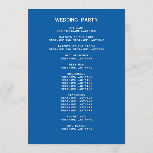 French Blue European Garden Whimsical Wedding Programmakaart (Achterkant)