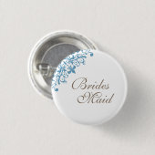 French Blue Fleur de Lis Script Bruidsmeisje  Ronde Button 3,2 Cm (Voorkant /achterkant)