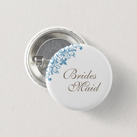 French Blue Fleur de Lis Script Bruidsmeisje Ronde Button 3,2 Cm (Voorkant /achterkant)