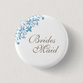 French Blue Fleur de Lis Script Bruidsmeisje Ronde Button 3,2 Cm (Voorkant)