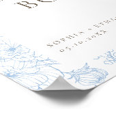 French Blue Floral Line Art Guest Book Poster (Hoek)