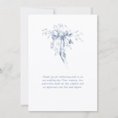 French Blue Flowers & Ribbons Wedding Photo Bedankkaart (Achterkant)
