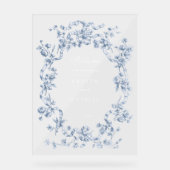  French Blue Flowers & Ribbons Wedding Welcome Acryl Bord (Voorkant)
