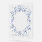  French Blue Flowers & Ribbons Wedding Welcome Acryl Bord (Hoek)