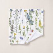 French Blue Garden Wildflowers Patroon Bad Handdoek (Wasdoekje)