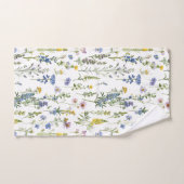 French Blue Garden Wildflowers Patroon Bad Handdoek (Handdoek)