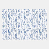 French Blue Garden Wildflowers Patroon Inpakpapier Vel (Voorkant)