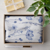French Blue Garden Wildflowers Patroon Tissuepapier (Geschenk)