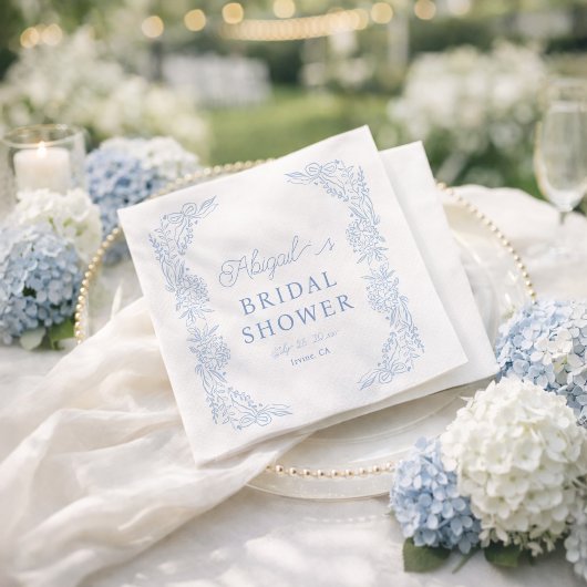 French Blue Hydrangea Bridal Shower Napkin Servet