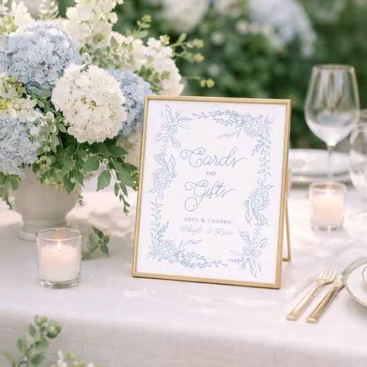French Blue Hydrangea Cards and Gifts Sign Poster