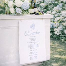 French Blue Hydrangea Drinks Menu Sign Poster