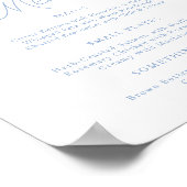 French Blue Hydrangea Wedding Menu Sign Poster (Hoek)