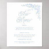 French Blue Hydrangea Wedding Menu Sign Poster (Voorkant)