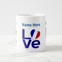 French Blue LOVE Gearr Vlag Gepersonaliseerd
