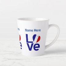 French Blue LOVE Gearr Vlag Gepersonaliseerd