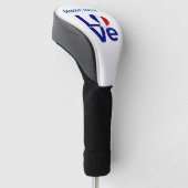 French Blue LOVE Hart Vlag Gepersonaliseerd Golfheadcover (Schuin)