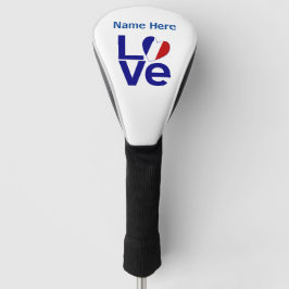 French Blue LOVE Hart Vlag Gepersonaliseerd  Golfheadcover