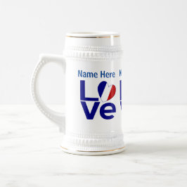 French Blue LOVE Hartenvlag Gepersonaliseerd  Bierpul