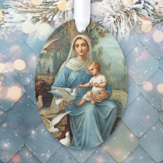 French Blue Madonna Acryl Ornament