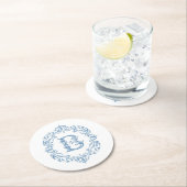 French Blue Monogrammed B-Onderzetter Ronde Kartonnen Onderzetter (Insitu)